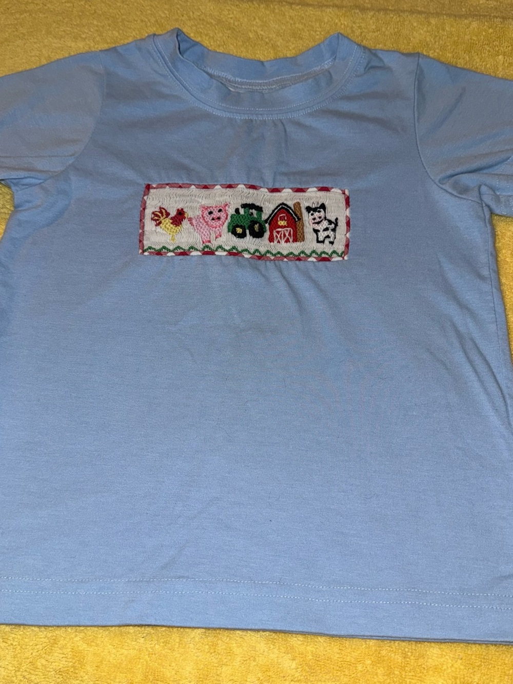 All About Those Smocks Toddler Boys Size 2T Shirt Embroidered Farm Animals
